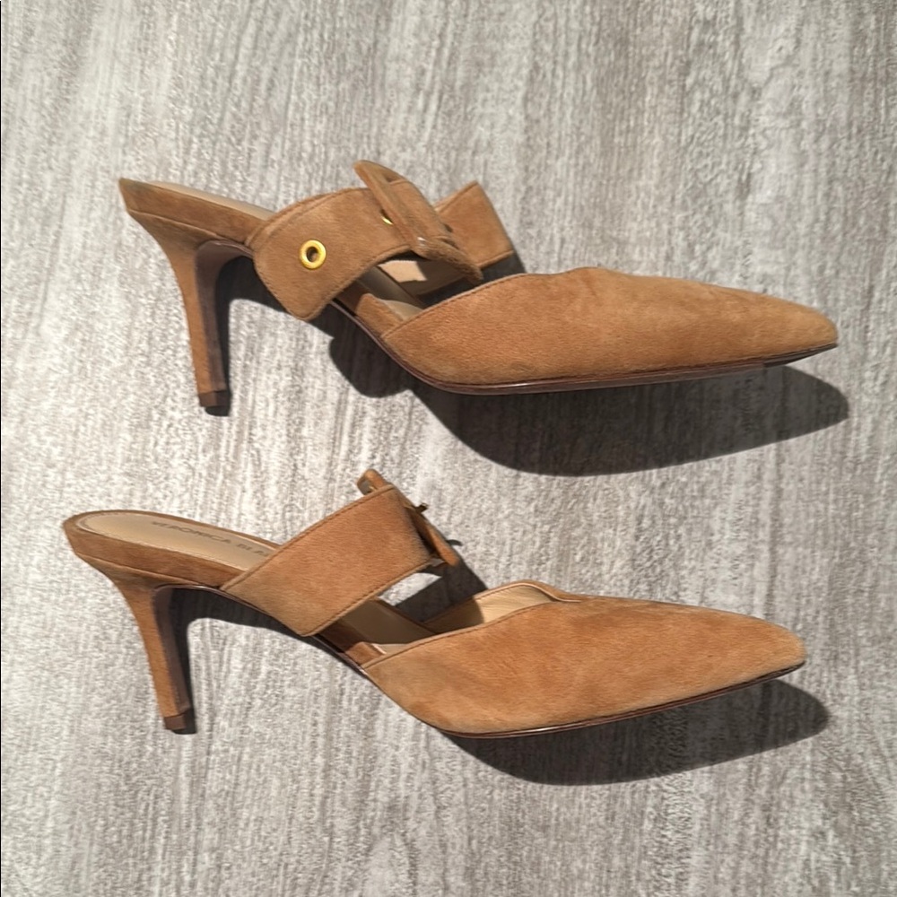 Veronica Beard leather and suede pointed toe strap heels - Picture 3 of 13